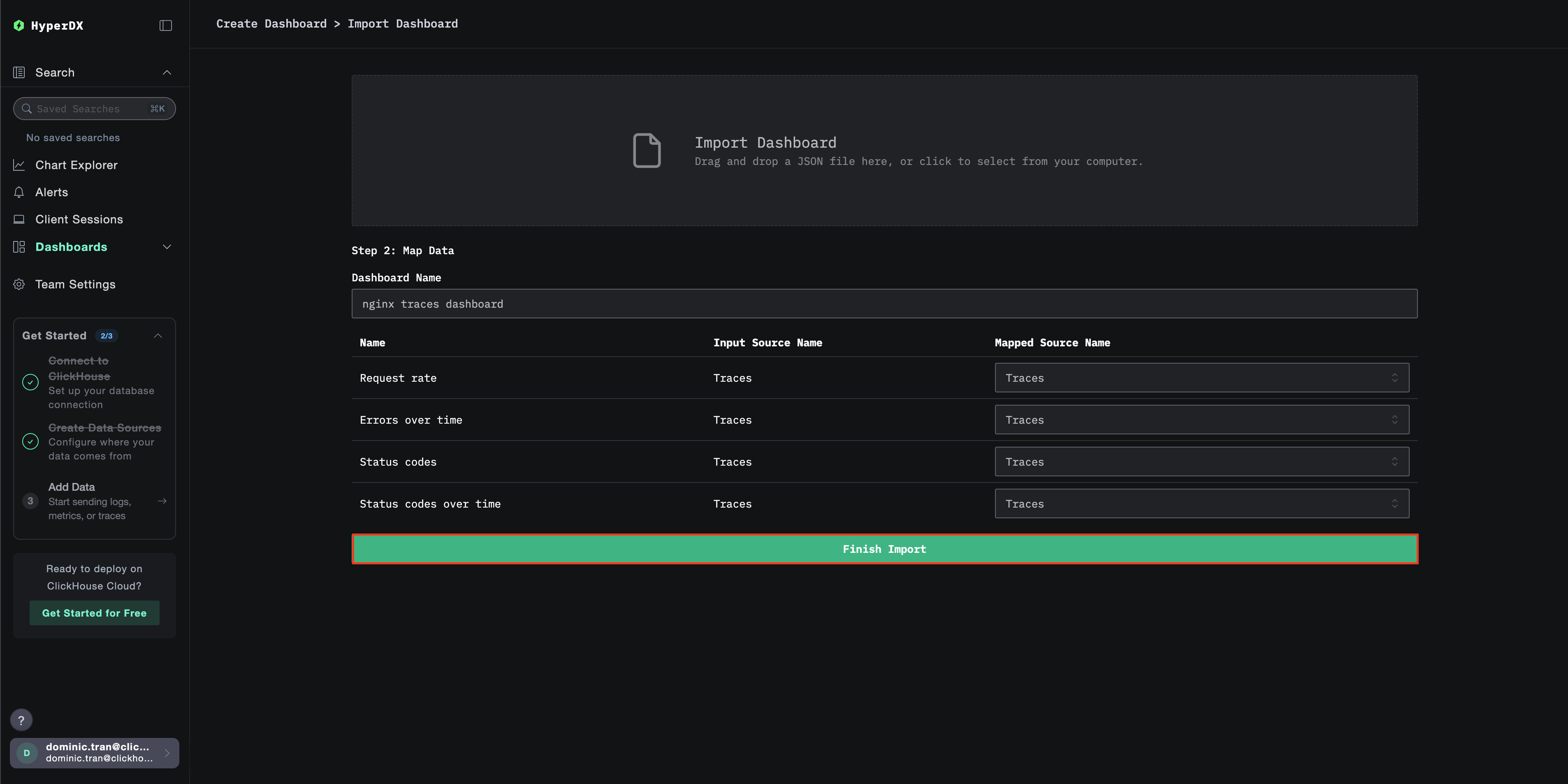 Завершение импорта