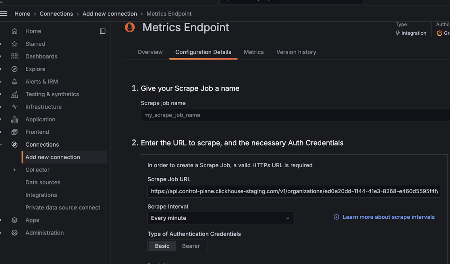 Настройка Grafana Metrics Endpoint
